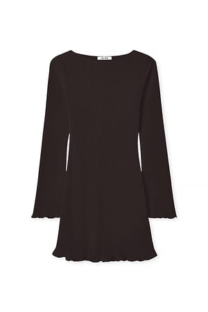 Dark Brown Pleated Mini Dress