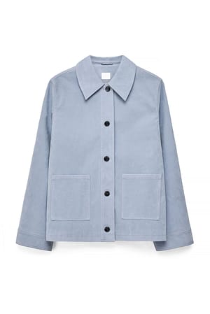 Light Blue Jakke i imitert semsket skinn med lommedetaljer