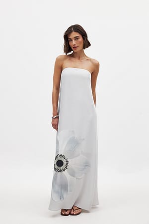 Flower Print Printed Off Shoulder Maxi Dress