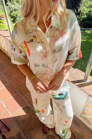 Print Printed Linen Blend Shirt