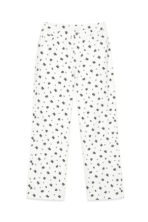 Flower Print Rett jeans med middels liv og trykk
