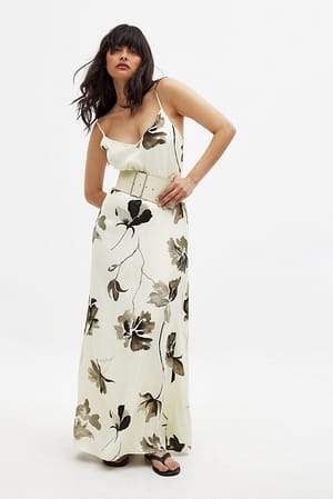 OffWhite Print Maxi-slipkjole i sateng med trykk