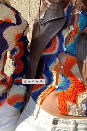 Swirl Print Gestructureerde top