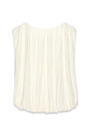Offwhite Top de satén plisado
