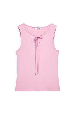 Pink Punto Tie Front Singlet