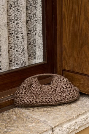 Brown Raffia Clutch