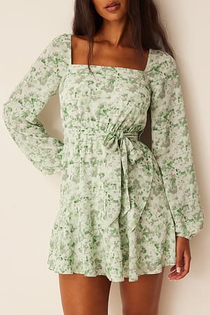 Green Camo Gerecyclede mini-jurk met ruches
