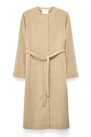Beige Faux Suede Belt Coat