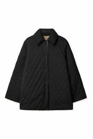 Beige Reversable Quilted Detailed Jacket