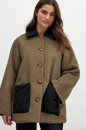 Beige Chaqueta acolchada reversible