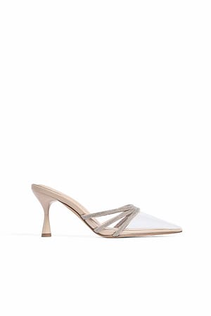 Transparent Tacones con tira de pedrería
