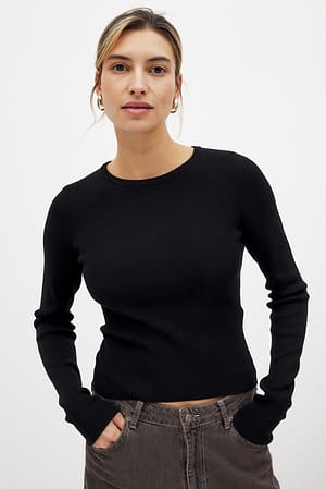 Black Ribbet strikket top