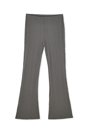 Dark Grey Gerippte Hose mit halbhoher Taille