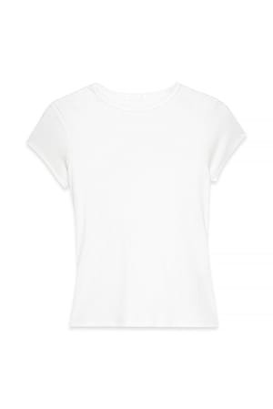 Offwhite Kurzarm-Ripp-T-Shirt