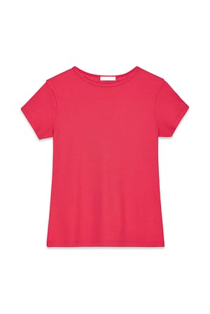 Red Kurzarm-Ripp-T-Shirt