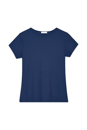 Navy Kurzarm-Ripp-T-Shirt