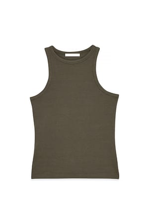 Khaki Ribbed Tank