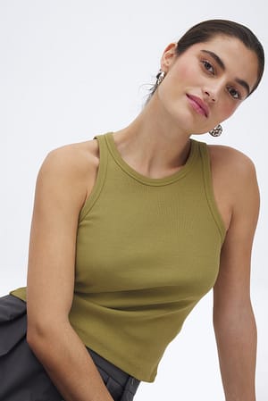 Olive Green Ribbed Tank