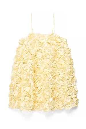 Light Yellow Rose Detail Mini Dress