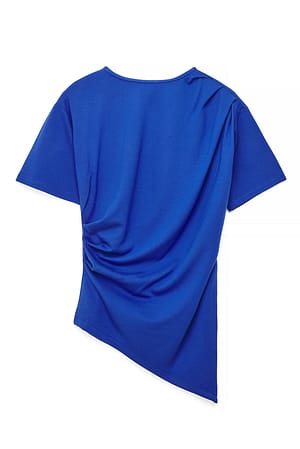 Blue T-shirt à taille froncée
