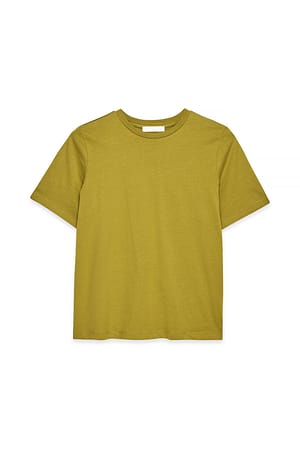 Green Camiseta de algodón con cuello redondo