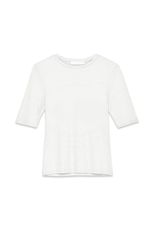 Offwhite Round Neck Ribbed Top