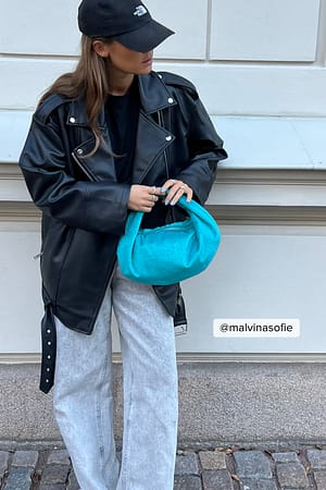 Blue Rounded Faux Fur Bag