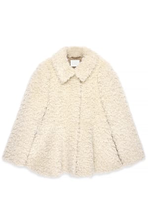 Beige Jakke i fuskepels med runde ermer