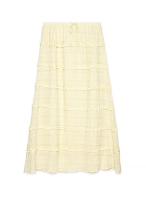 Light Yellow Maxinederdel med flæser