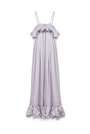Dusty Lilac Maxikleid mit Rüschen und Volumen