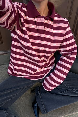 Burgundy/Pink Stripe Rugby Shirt