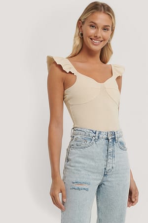 Light Beige Hemdje Met Ruches