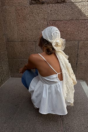 White Cotton Open Back Strap Top