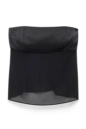 Black Bandeautop van satijnen chiffon