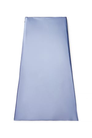 Blue Satin Midi Skirt