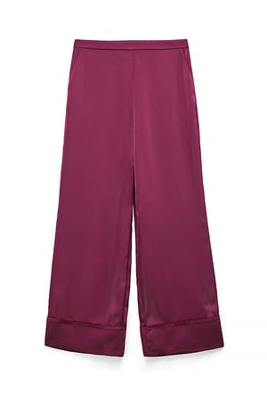 Burgundy Satin Panel Pyjama Trousers