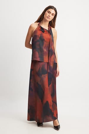 Orange Ombre Maxi nederdel i satin