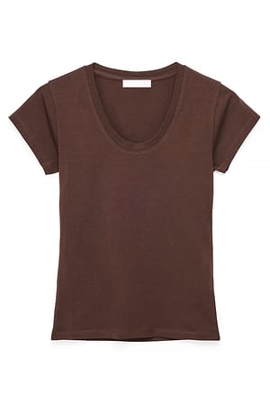 Brown Camiseta con cuello redondo