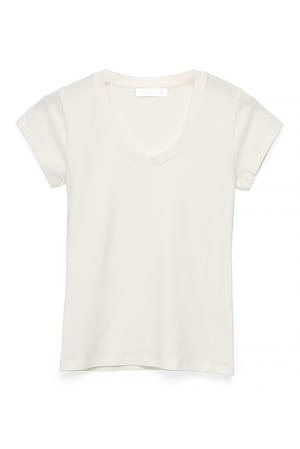 Offwhite T-Shirt mit Rundhalsausschnitt