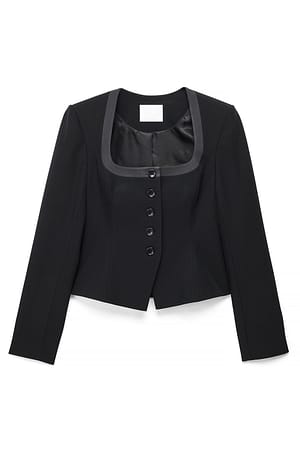 Black Figursydd blazer med rund hals