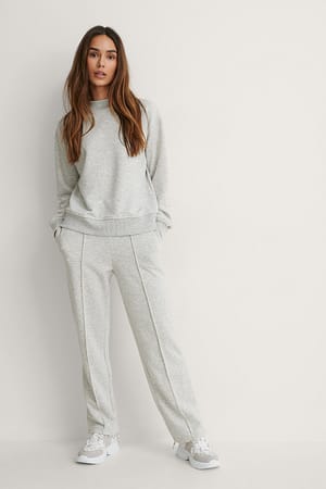 Grey Melange Seam Detail Sweatpants
