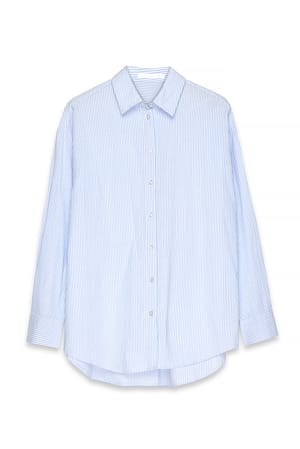 Blue Stripe Långärmad skjorta i seersucker-material