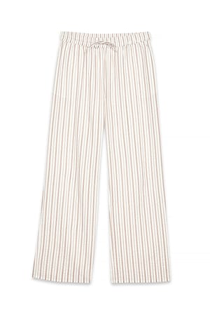 Brown/creme Seersuckerbyxor med mellanhög midja