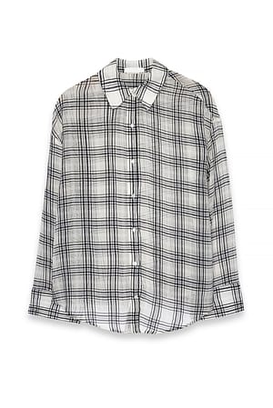 Check Oversized skjorte i seersucker med tern