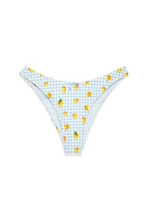 Blue/Print Seersucker-Bikini-Höschen mit Print