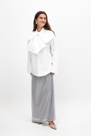 Silver Sequin Maxi Skirt