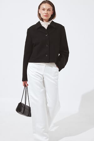 Black Sharp Shoulder Short Coat