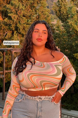Pink Asymmetric Printed Top