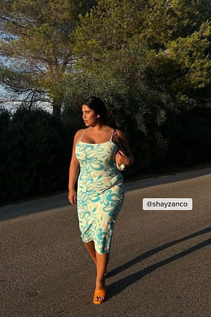 Green Paisley Jacquard Knitted Midi Dress