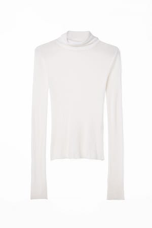 White Sheer Knitted Turtle Neck